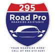 295 Road Pro roadside assistance logo with white car on blue shield and red top banner