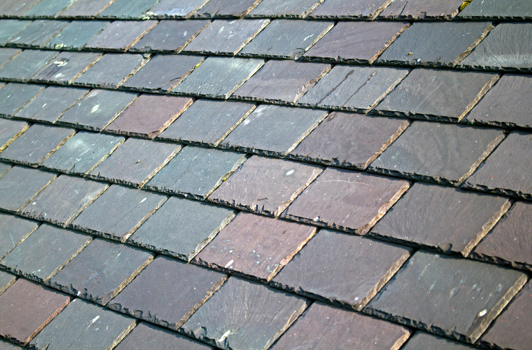 close up of a tile roofing pattern