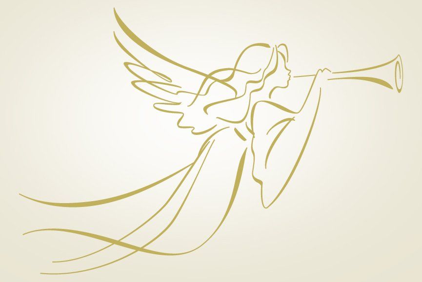 A line drawing of an angel for an announcement.