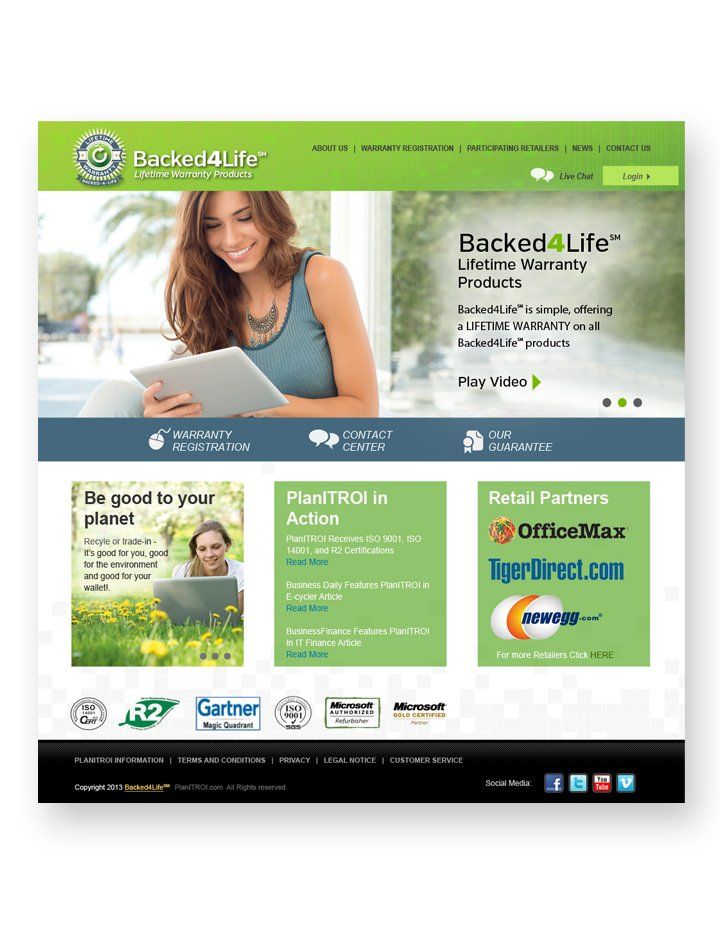 Sample of website design.