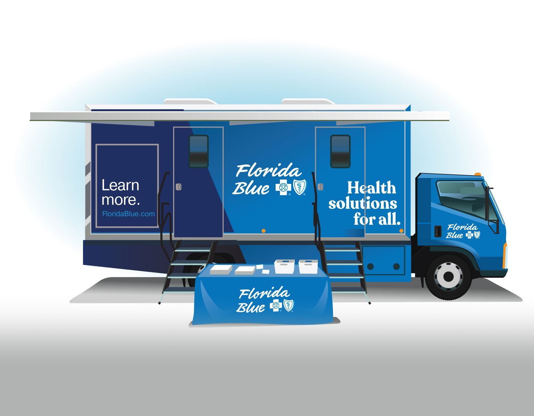 A sample of an illustration of a mobile location truck with a promotional wrap.