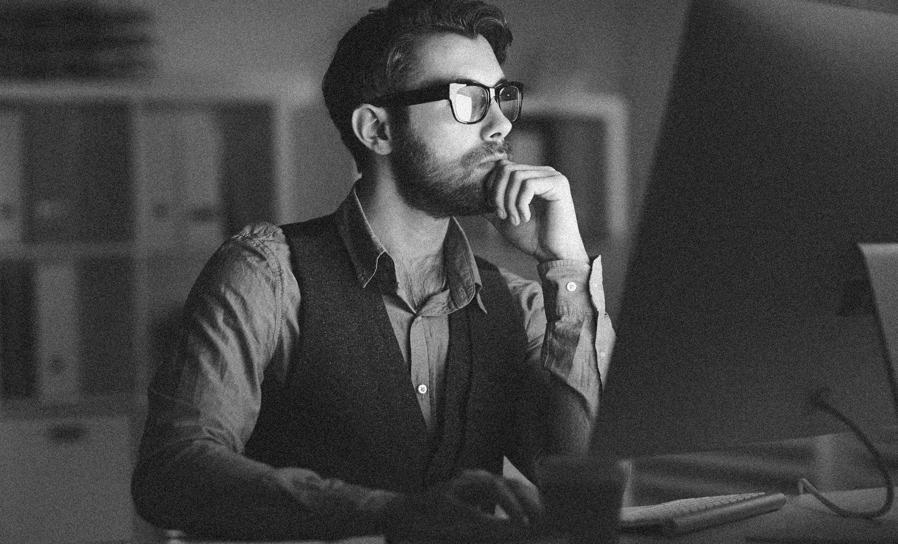 Artist pondering design.