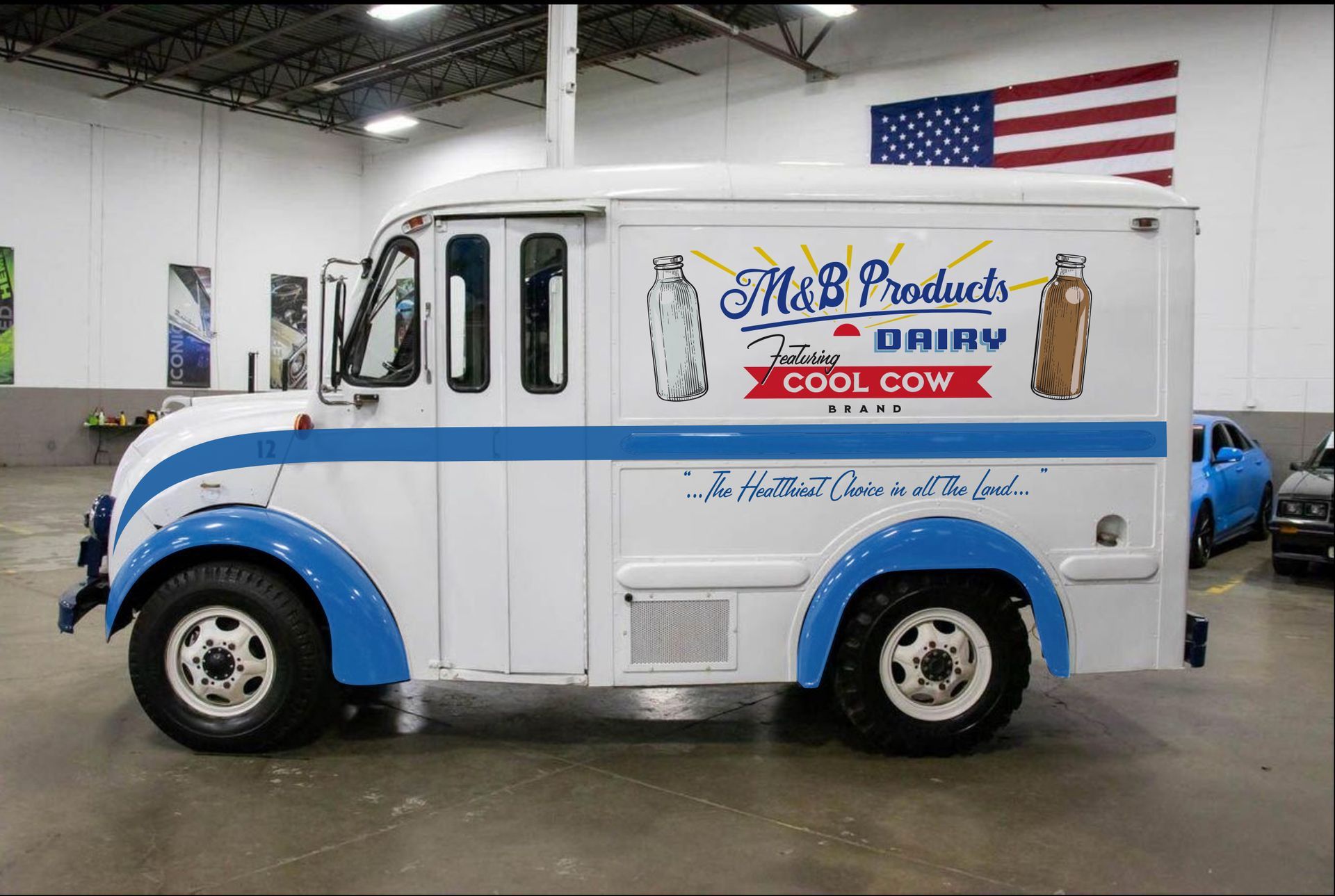 Truck wrap design for a vintage DIVCO milk truck.