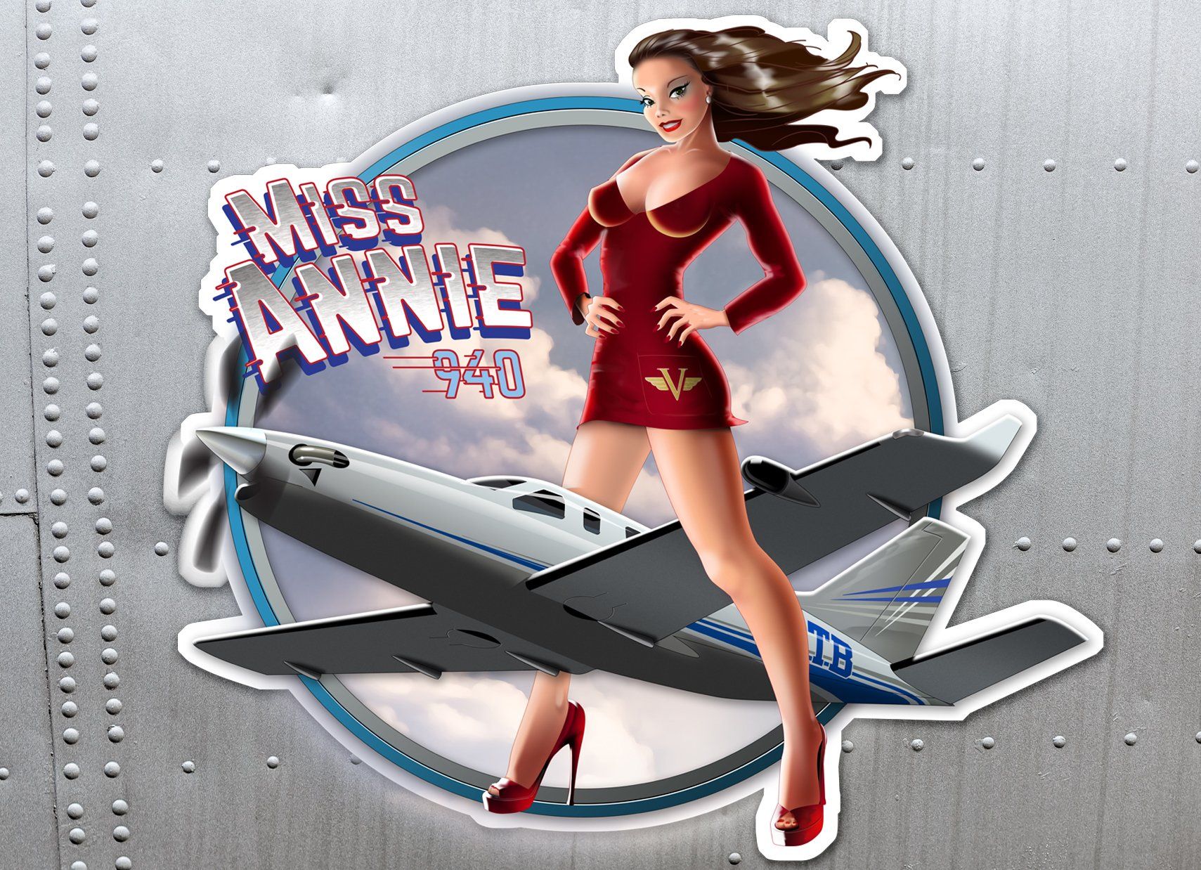Nose art pinup girl sticker.