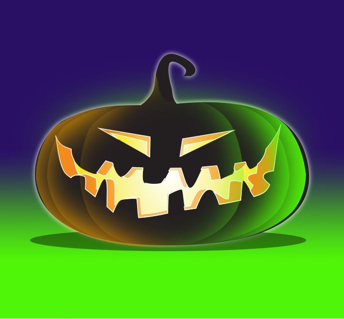 A funny illustration of a pumpkin for Halloween.