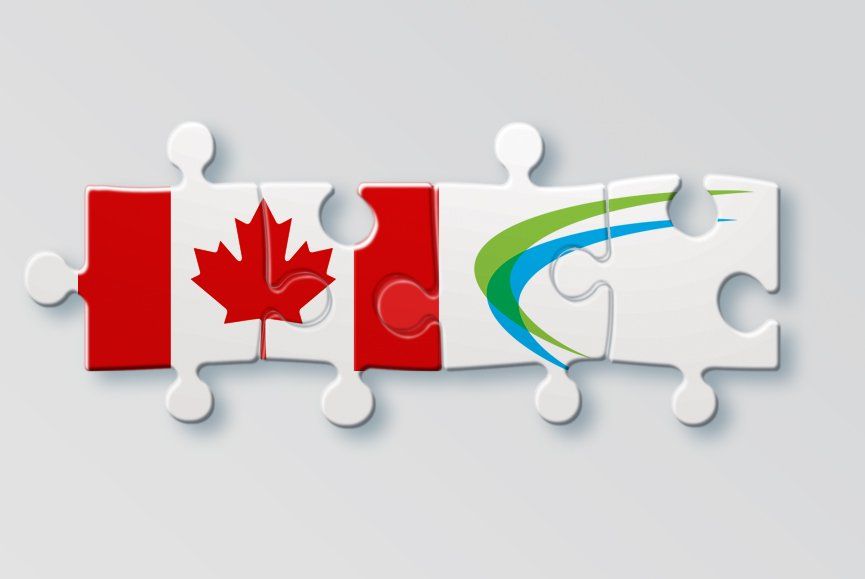 An illustration of two logos on puzzle pieces that fit together.