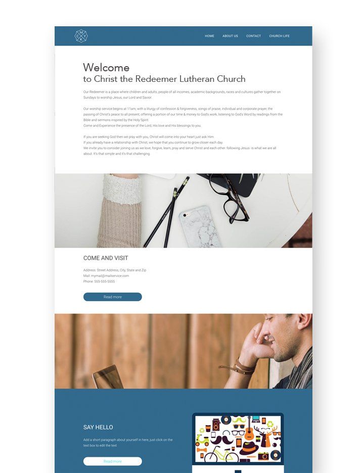 Sample of website design.