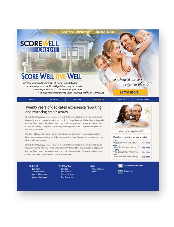 Sample of website design.