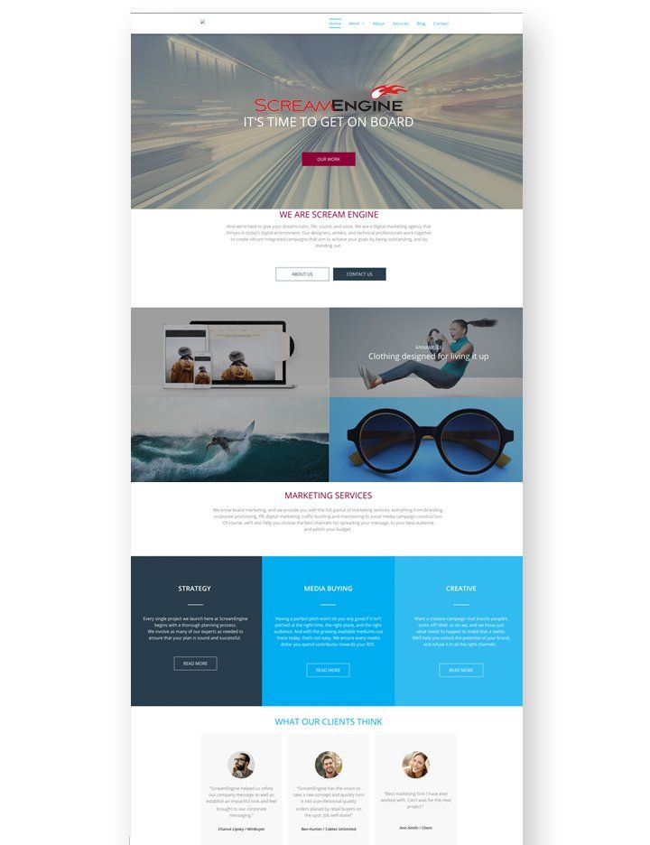 Sample of website design.