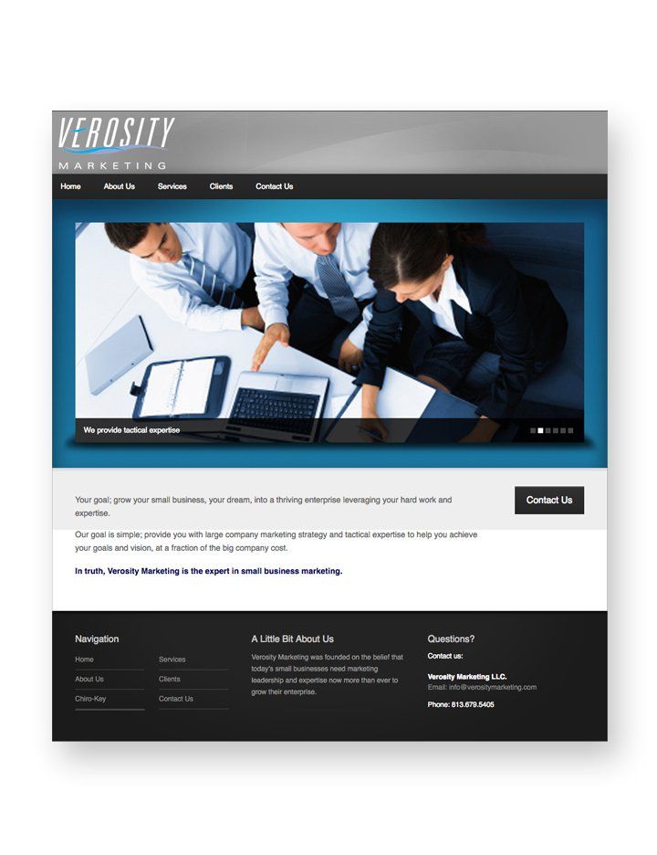 Sample of website design.