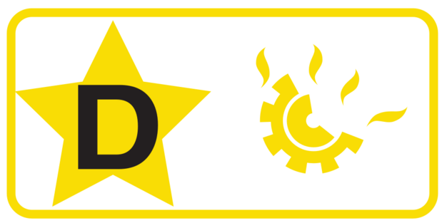 A yellow star with the letter d on it