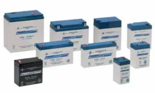 A variety of batteries are lined up in a row