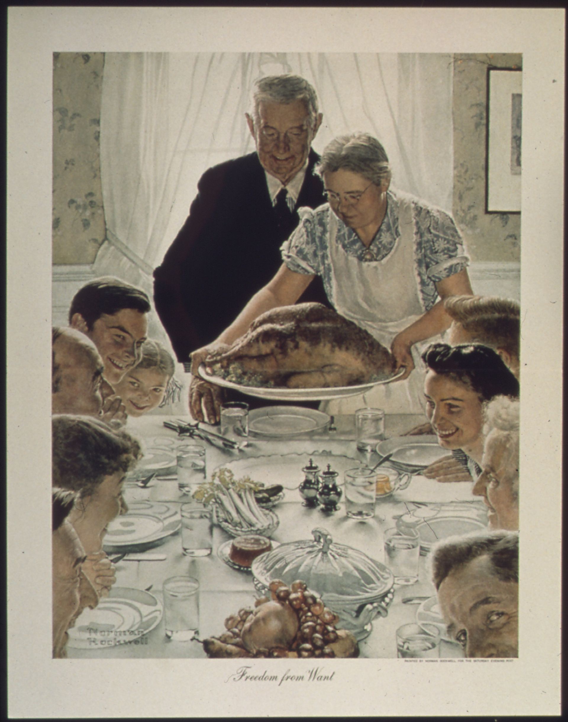 happy family during thanksgiving dinner