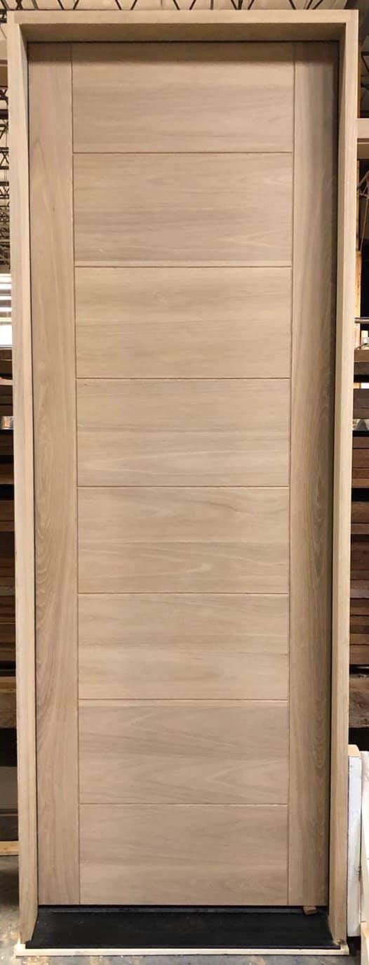 Modern white oak door flush panel entry door