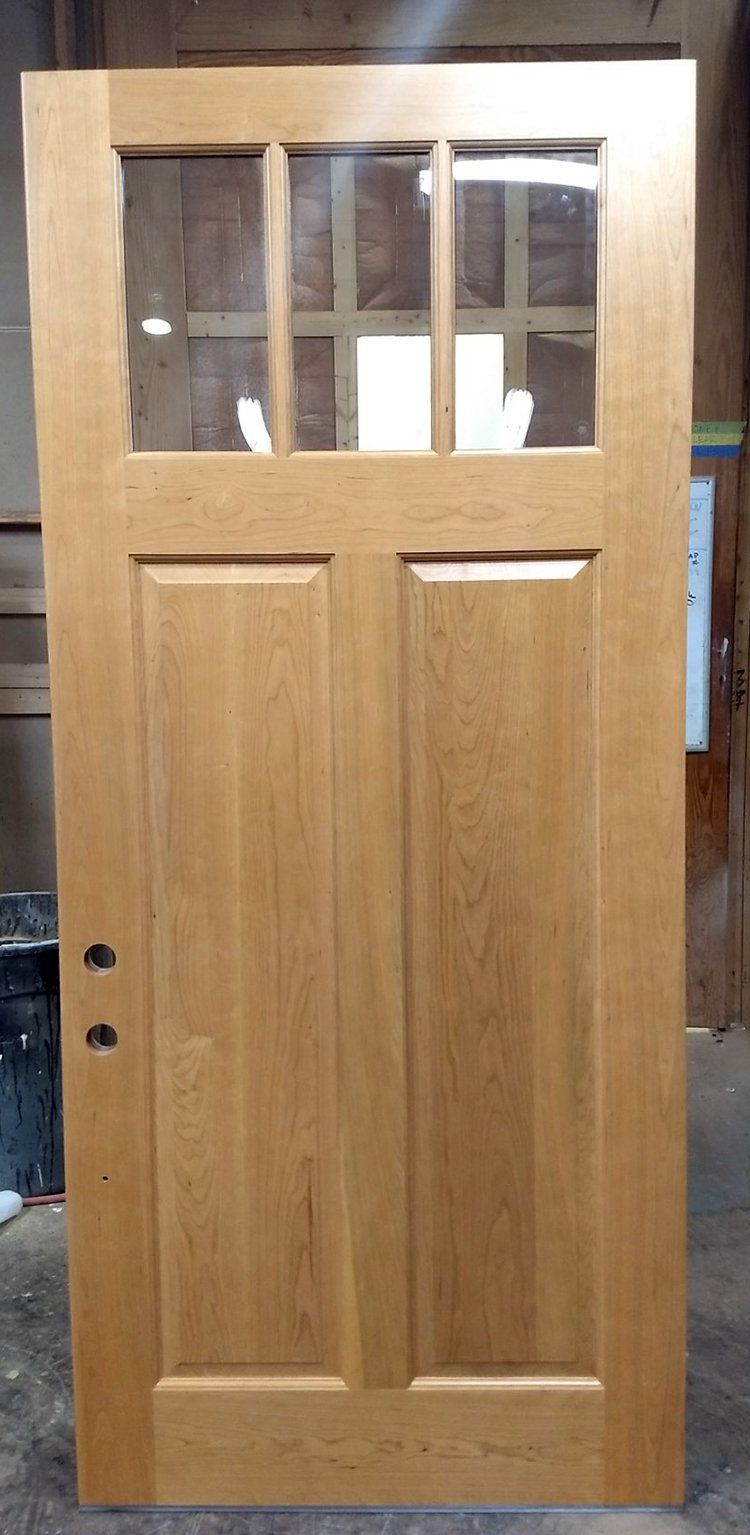Cherry wood exteior door.. One side finished in clear, other side honey.
