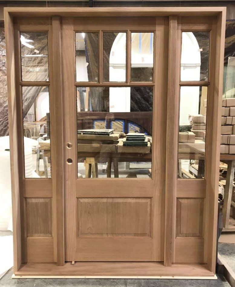 Mahogany half lite with sidelites