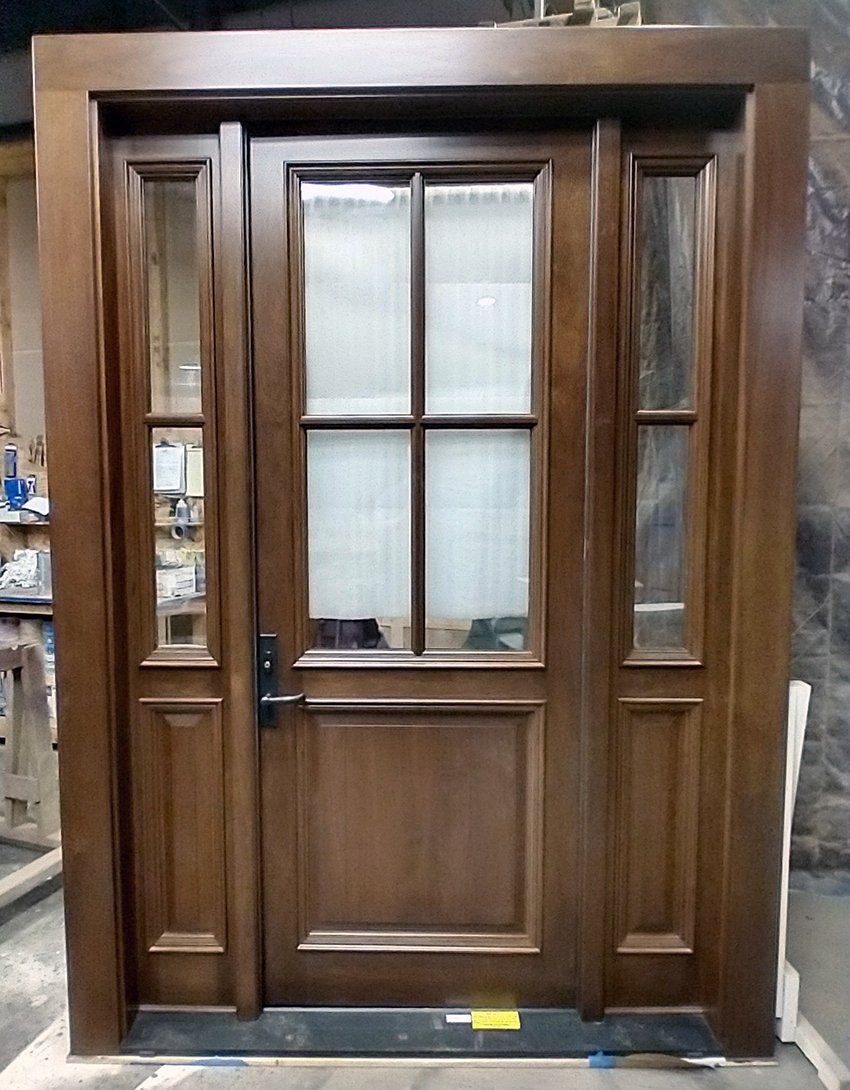 Walnut front door with sidelites
