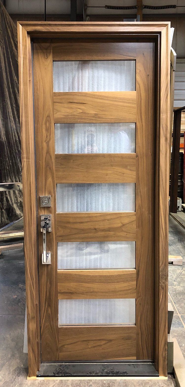 Walnut wood 5 Lite modern front door