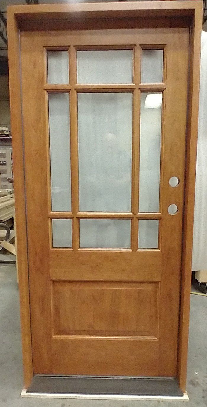 Cherry front door with 9 lites