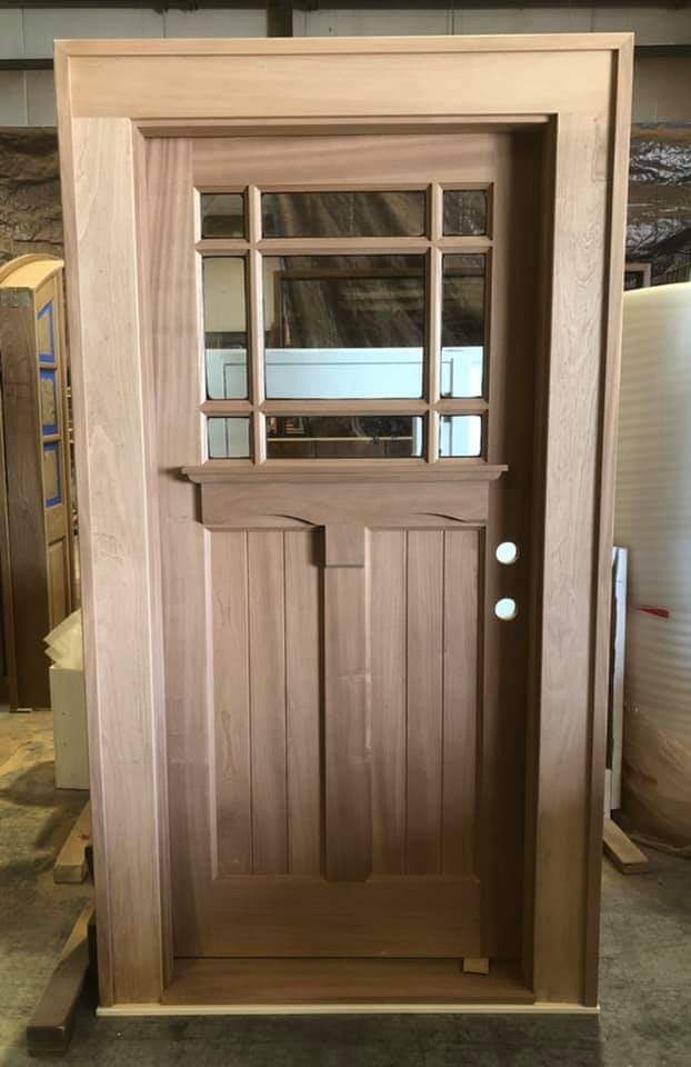 PAL third lite Mahogany exterior door with dentil shelf