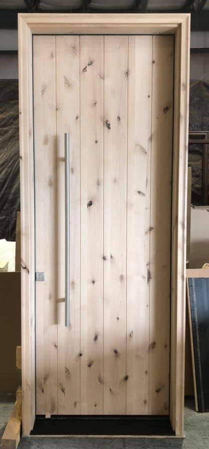Knotty Alder planked panel door unit