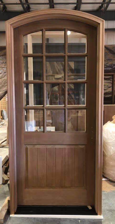 Mahogany arch top with 12 lites single prehung door