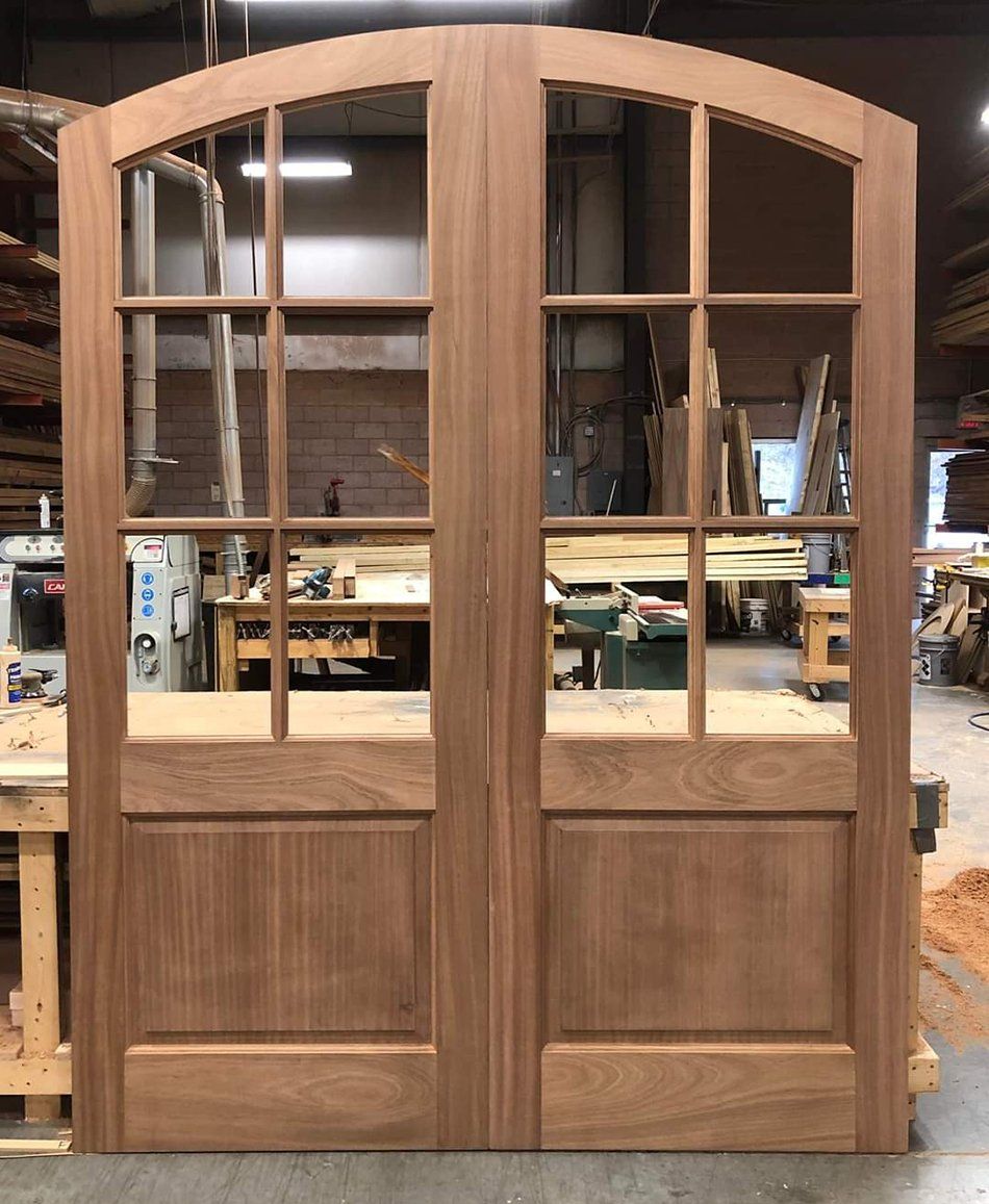 Mahogany eyebrow top double door unit