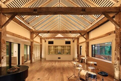 wooden recording studio