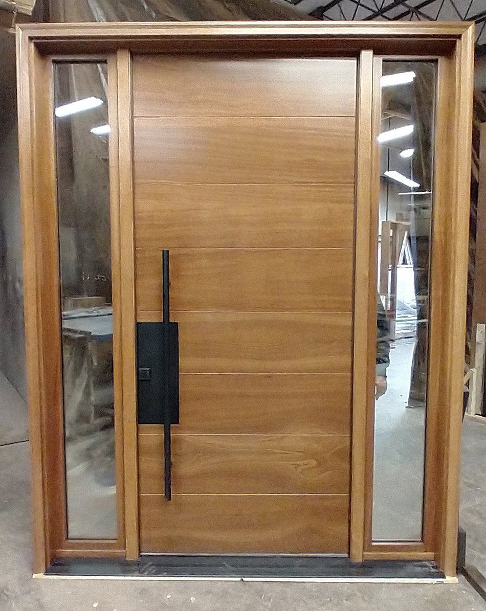 Modern flush entry door with sidelights