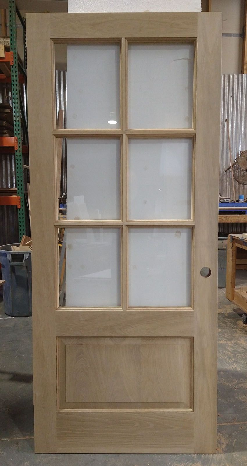 Flat sawn white oak 6 lite door slab Clear glass