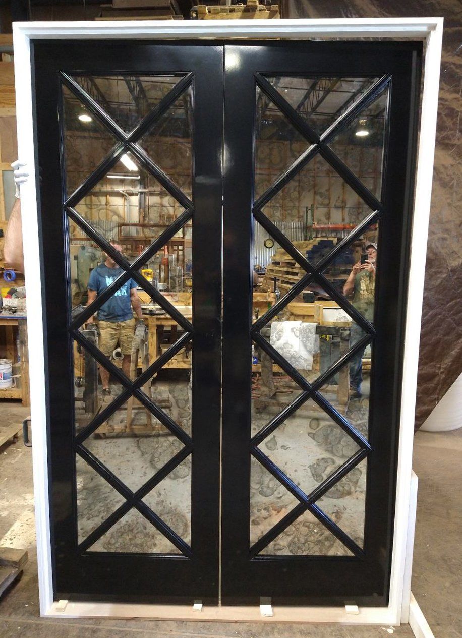 Antique mirror double door Finished high gloss black