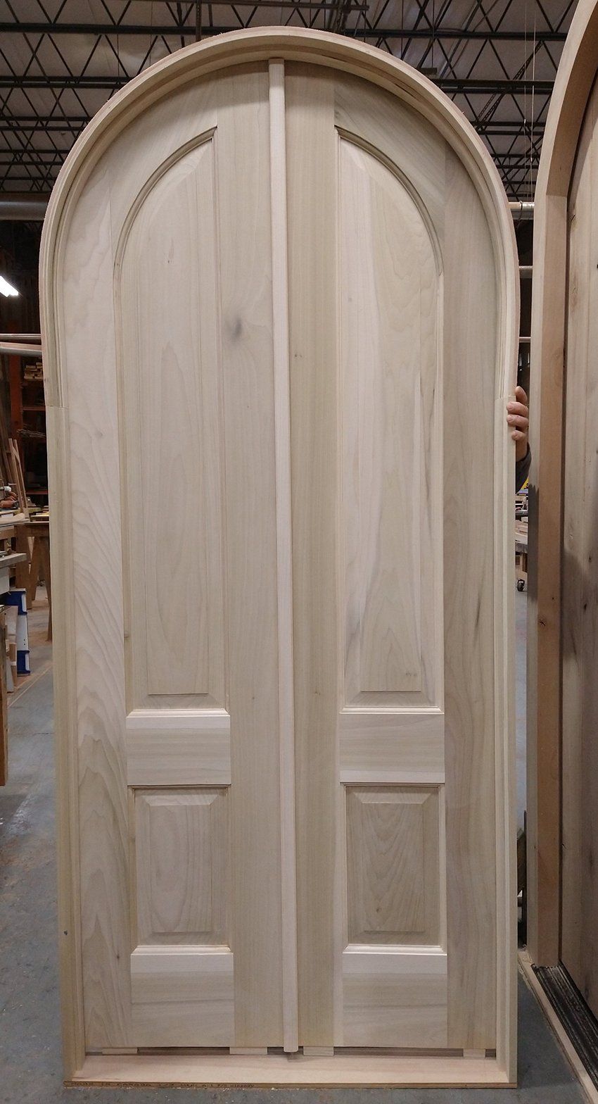 Interior arched top poplar double door