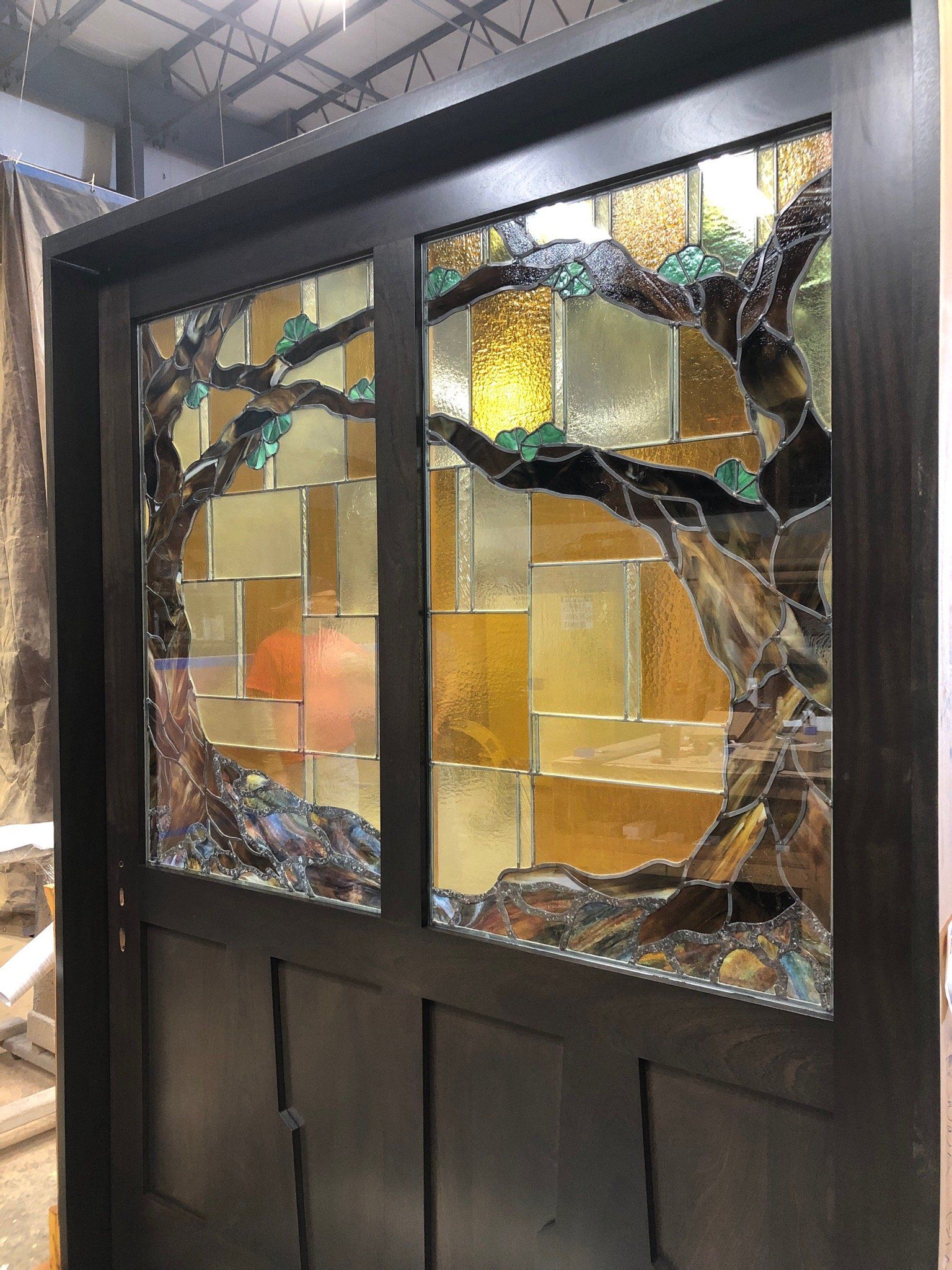 a unique door crafted from hardwood