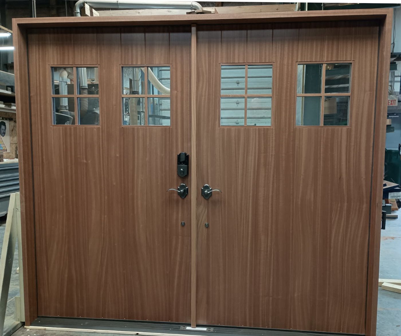 Kelly #29136
Mahogany carriage house double door
Clear coat interior
Custom color match painted exterior
Sparta, NJ