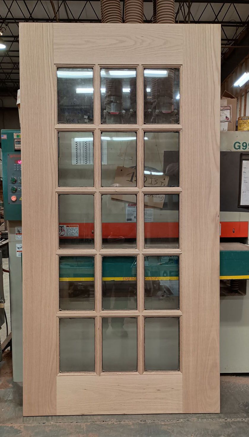 Lobianco #28294
Red oak 15-lite pocket door slab