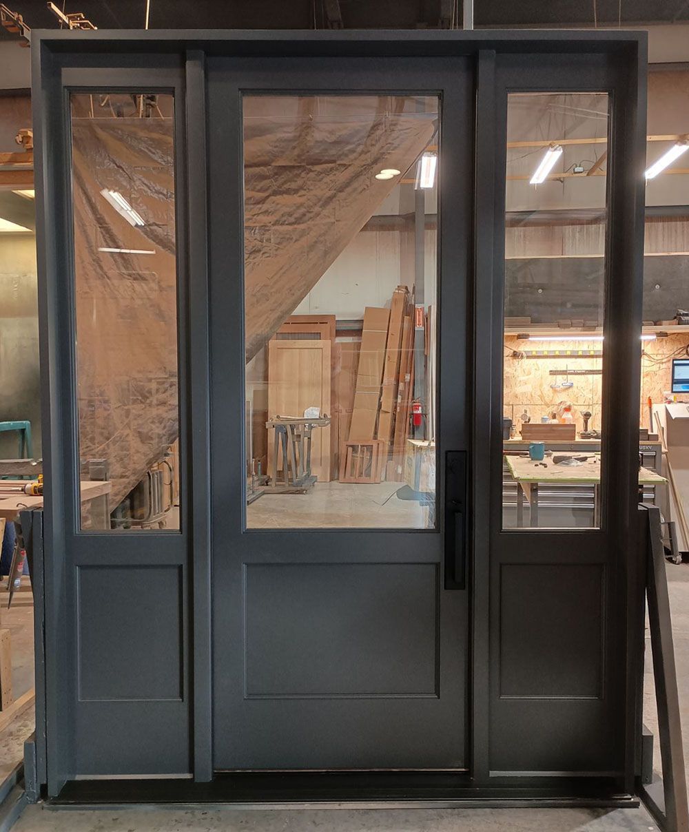 Lopreste #28441
Mahogany door with two sidelights
Painted  SHERWIN WILLIAMS IRON ORE #7069