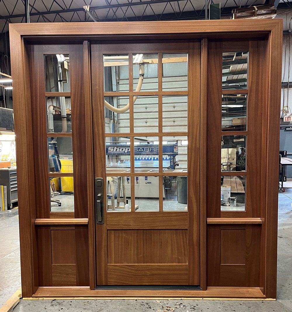 Merit #28825
Mahogany door finished in Special Walnut
Ashley Norton medium white bronze lockset
Mantoloking, NJ