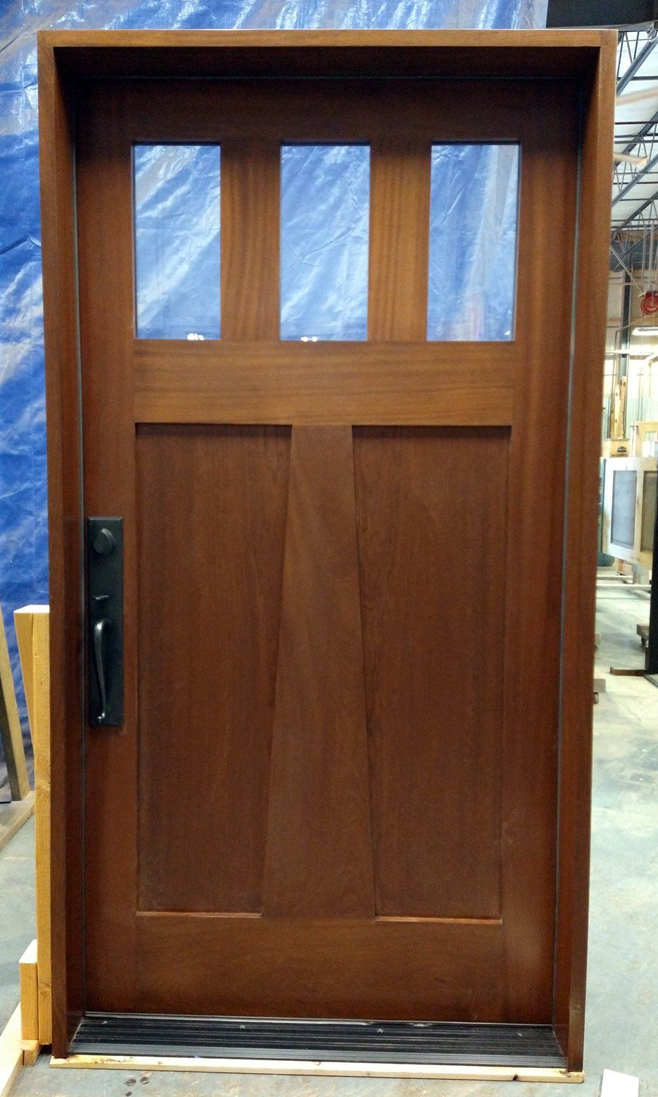 Unique Craftsman style exterior mahogany door