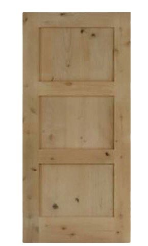 Solid wood interior door with 3 equal horizontal panels
