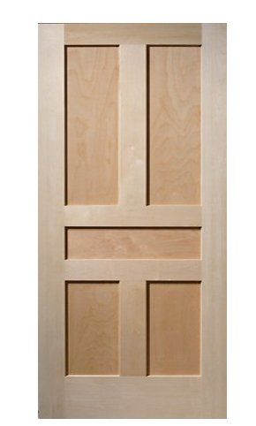 Solid wood interior door with 5 panels