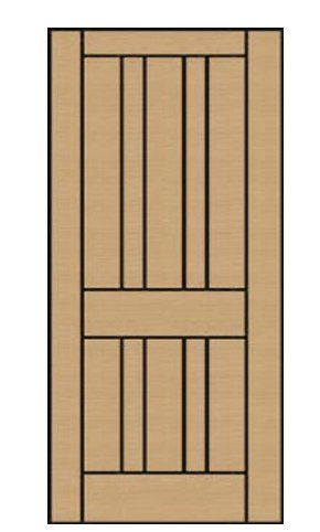 Solid wood interior door with 6 vertical panels