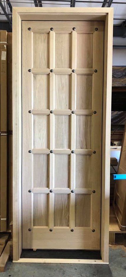 Quarter sawn white oak door with 12 beveled panels