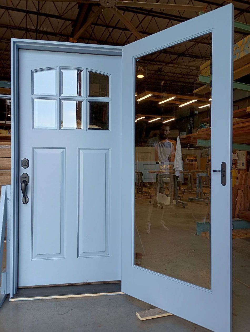 Robbins #28511
Mahogany door & storm door 
Painted SW Cosmos 6528
Gwynn, VA