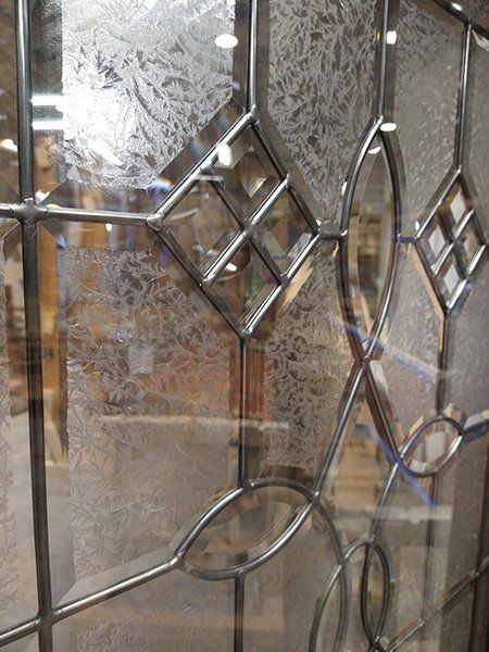 Decorative glass full lite mahogany door