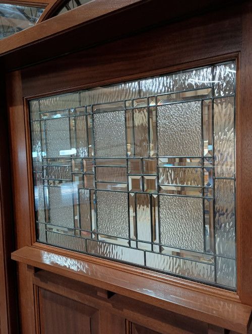 Stewart #29003
Mahogany door
Deco glass with dark patina caming
Finished in Saddle
Scarsdale, NY