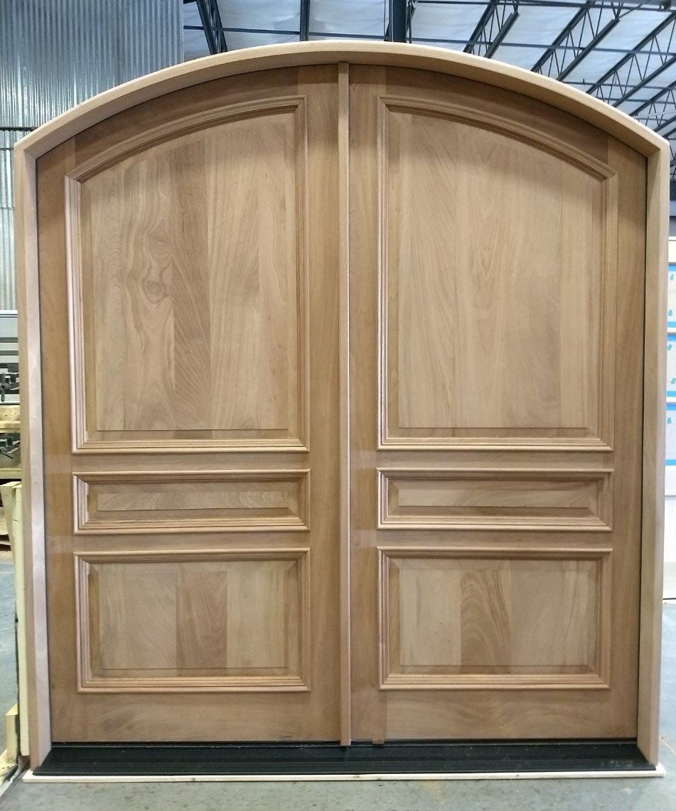 Solid wood arch top double prehung door
