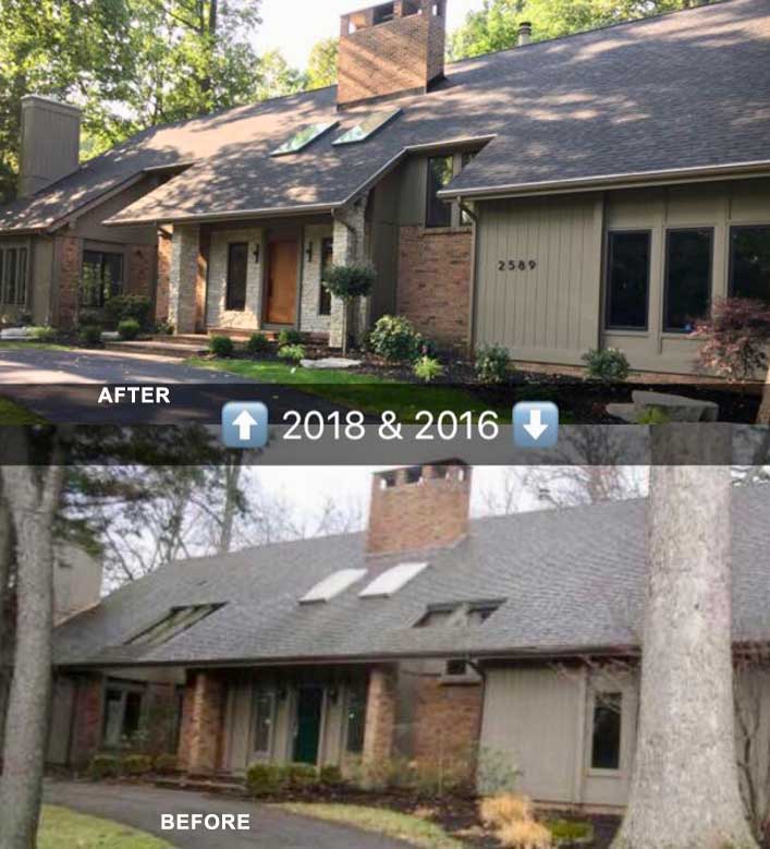 A picture of a house before and after being remodeled