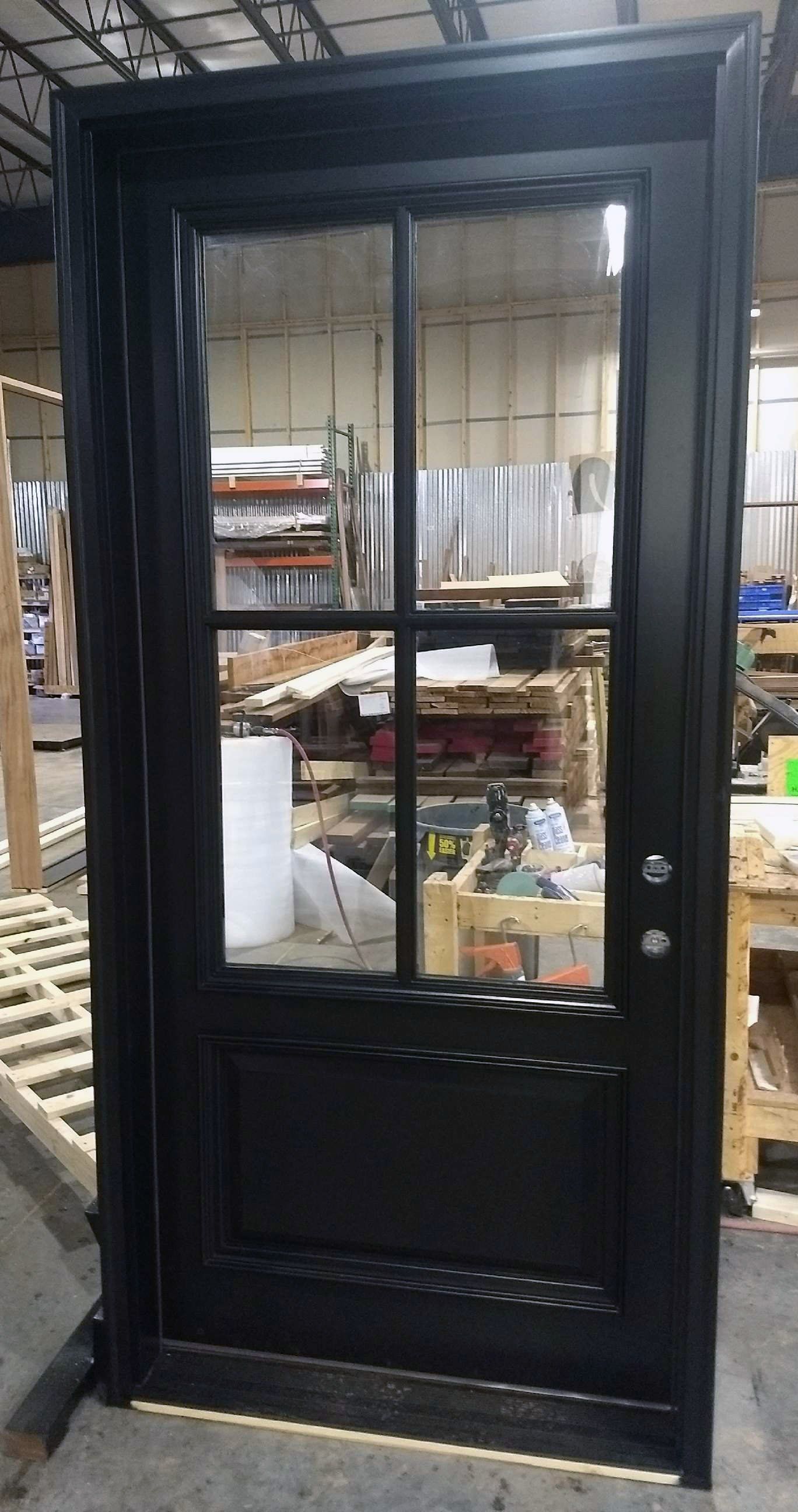 Classic 4 lite mahogany single pre-hung exterior door