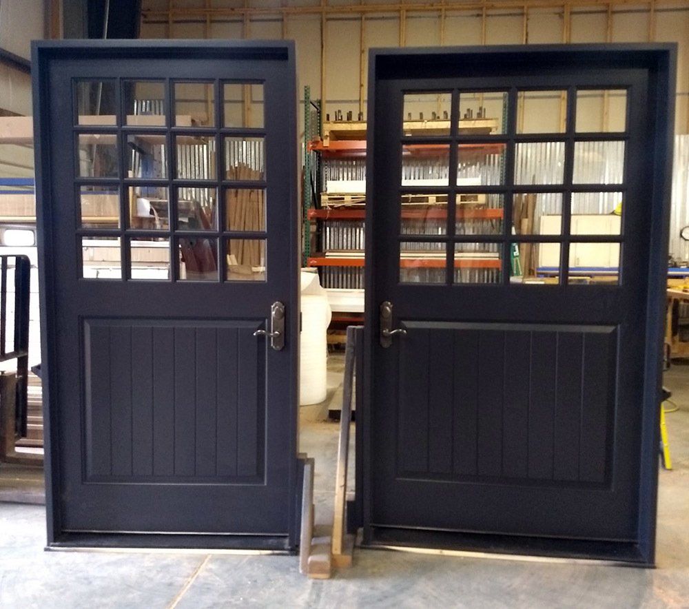 16 lite mahogany door painted black