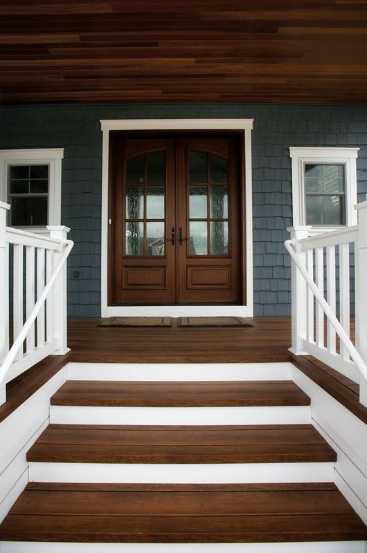 Double door for home entry 6 glass panes in each door